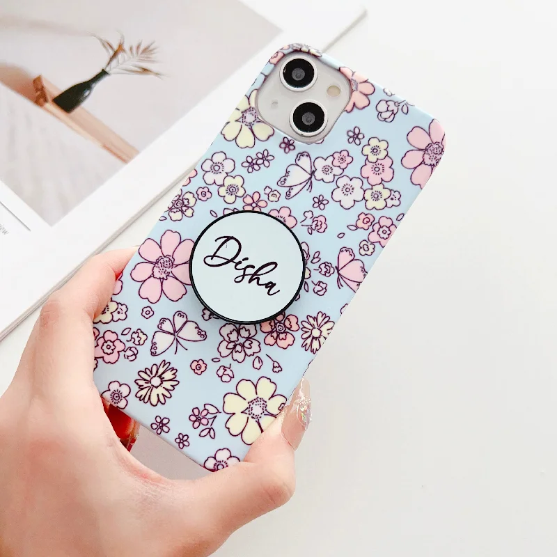 Baby Flower Pattern Designer Slim Case With Customised Holder