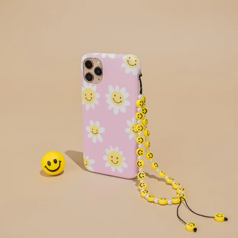 Beaded Phone Strap - Smiley Pearl