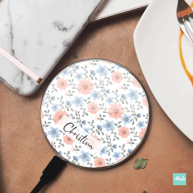 【Boho flower】15W Ultra thin FastWireless Charger Pad 花朵名字無線差電板