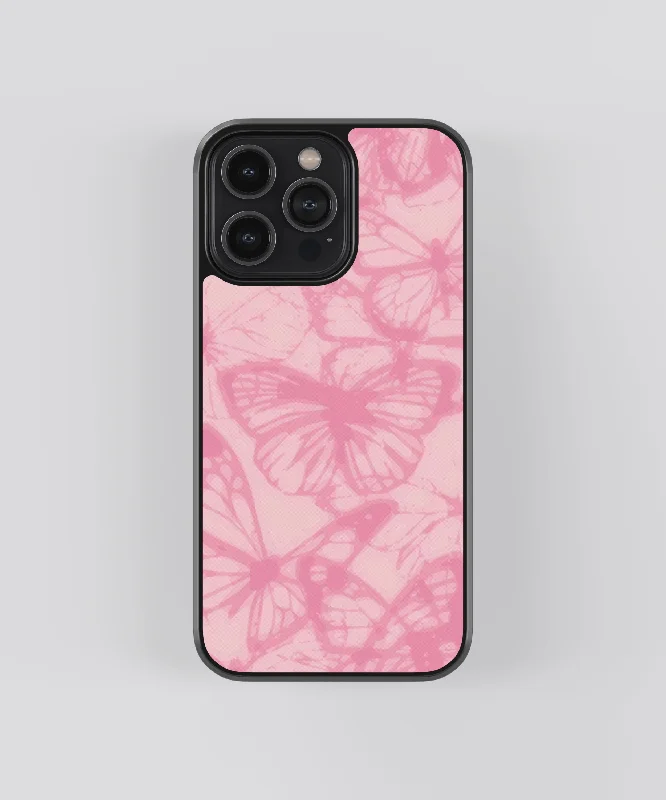 Butterflies Pink Abstract Glass Phone Case Cover