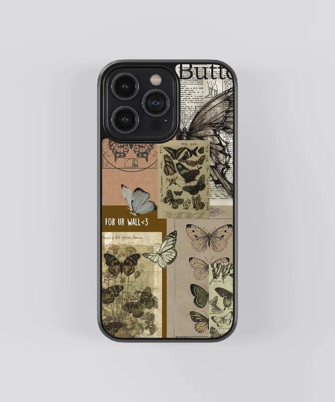 Butterfly Blueprints Vintage Glass Phone Case Cover