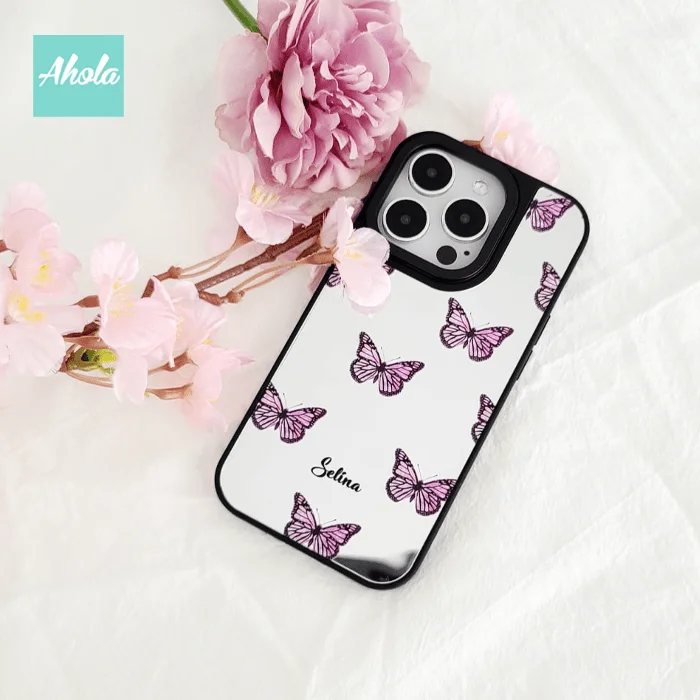 【Butterfly】Protective Mirror Phone Case 全包邊蝴蝶鏡面名字電話殼