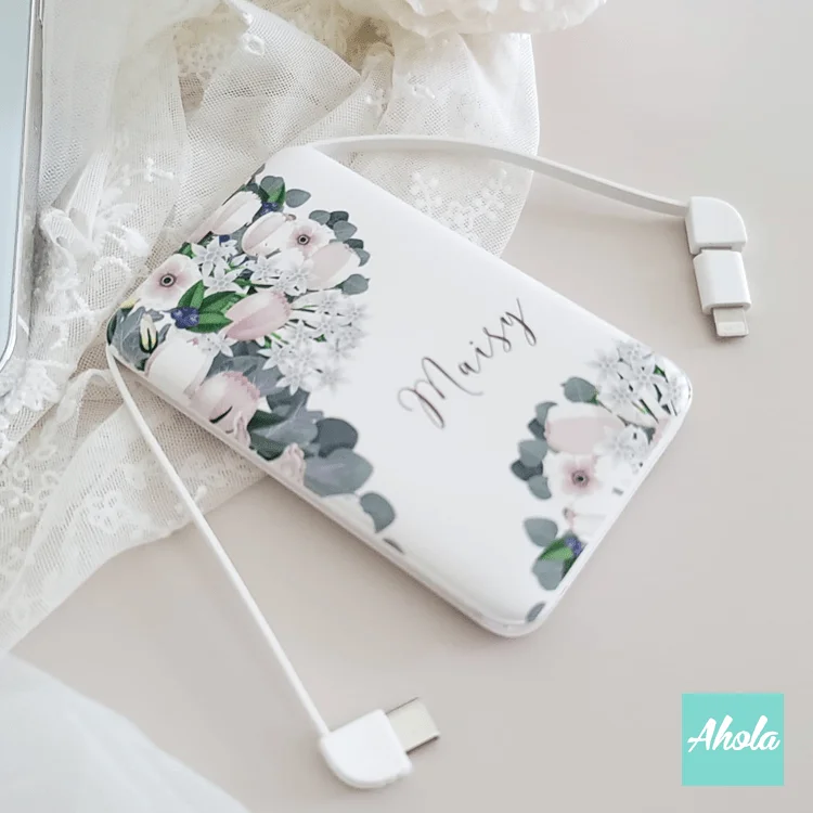 【Calyx】Portable Power Bank with built-in wire 幸福花內置線便攜式差電器