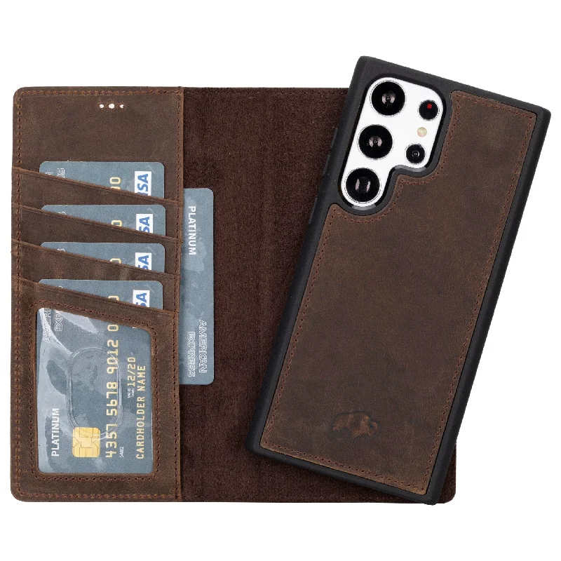 Carson Samsung Galaxy S23 Ultra Wallet Case, Distressed Coffee