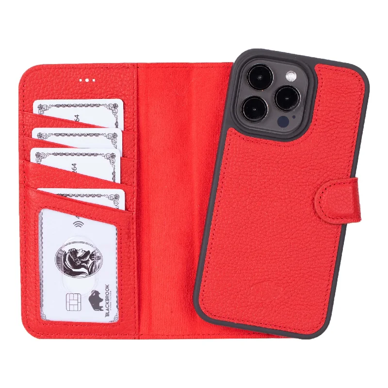 Carter iPhone 15 Pro Max Wallet Case, Pebble Red