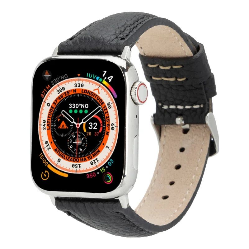 Classic Band for Apple Watch 40mm / 41mm, Pebble Black, Silver Hardware