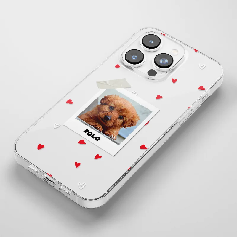 Clear Patterned Personalised Polaroid Dog Phone Case - Upload Your Photo