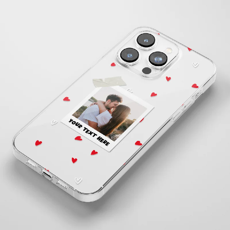 Clear Patterned Personalised Polaroid Partner Phone Case - Upload Your Photo