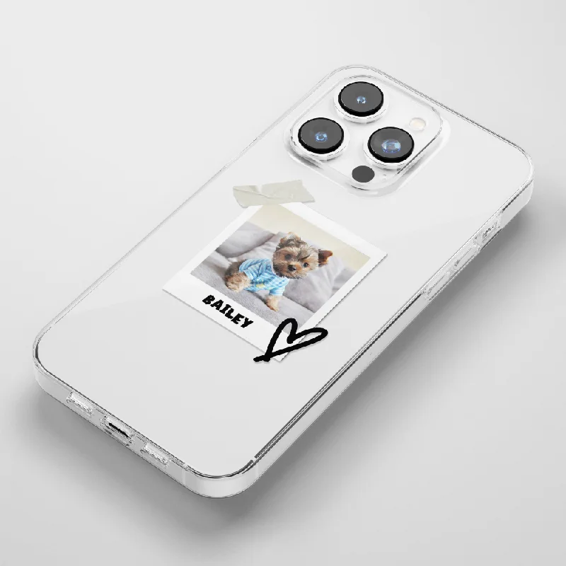 Clear Personalised Polaroid Dog Phone Case - Upload Your Photo