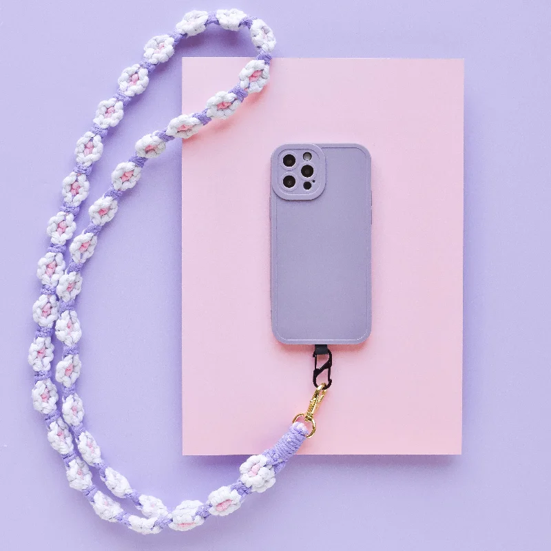 Crochet Flower Phone Lanyard Bundle - Lilac