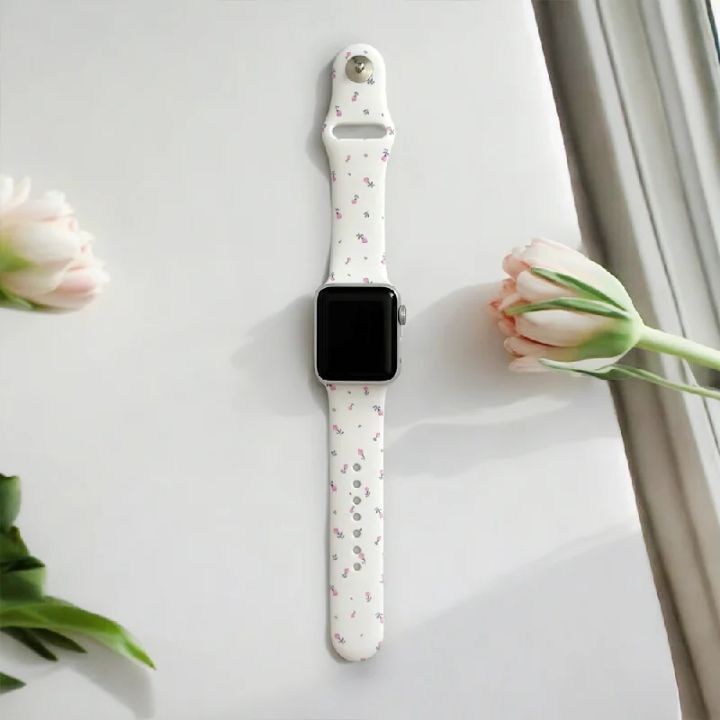 Ditsy Floral White Apple Watch Strap