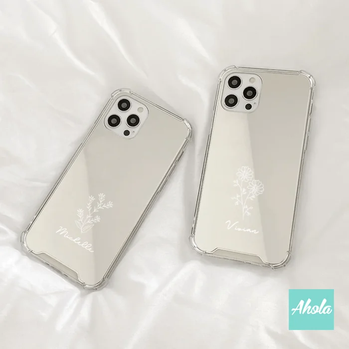 【Floral Doodle】Protective Mirror Phone Case 全包邊鏡面名字電話殼