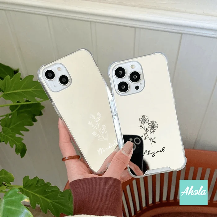 【Floral Doodle】Protective Mirror Phone Case 全包邊鏡面名字電話殼