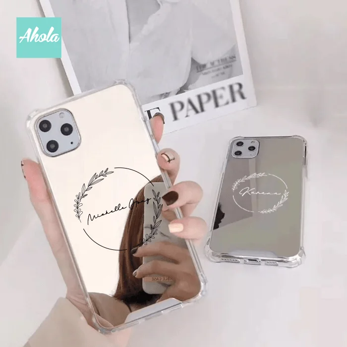 【Floral Wreath】Protective Mirror Phone Case 全包邊鏡面名字電話殼