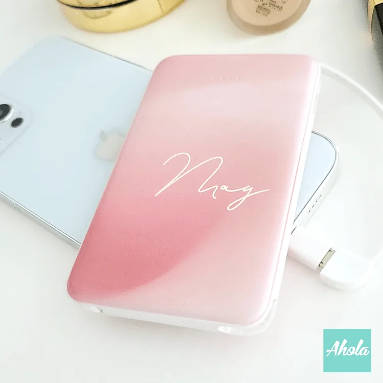 【French Pink】Portable Power Bank with built-in wire 法國粉色內置線便攜式差電器