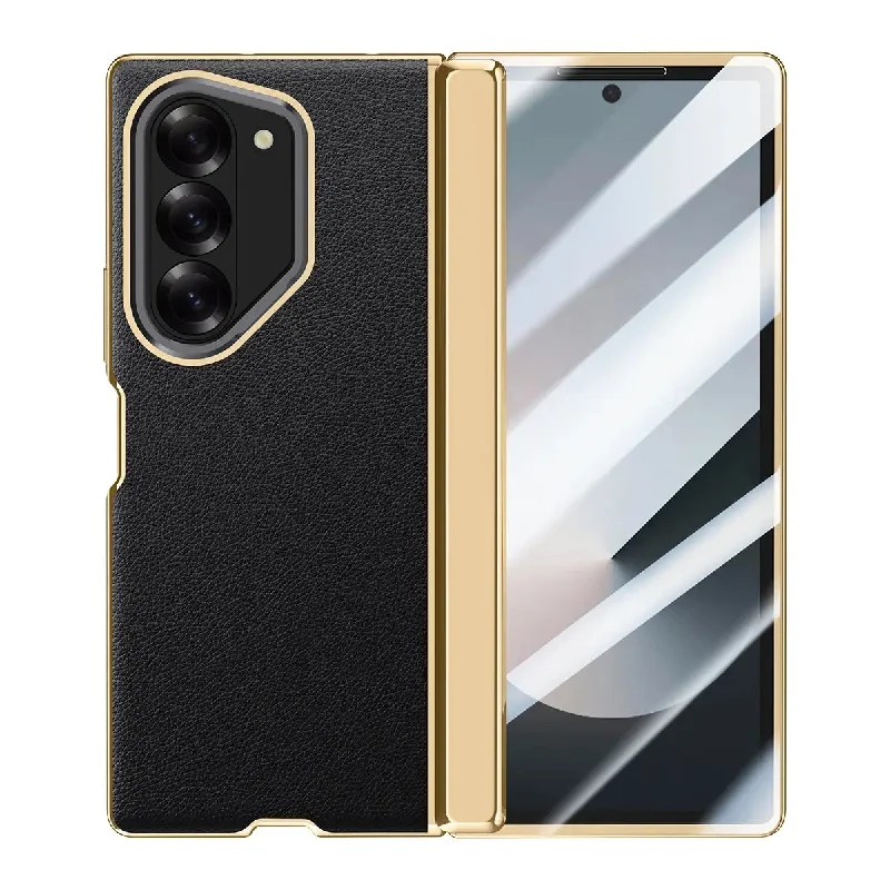 Galaxy Z Fold6 Prestigious Alloy Bracket Leather Case