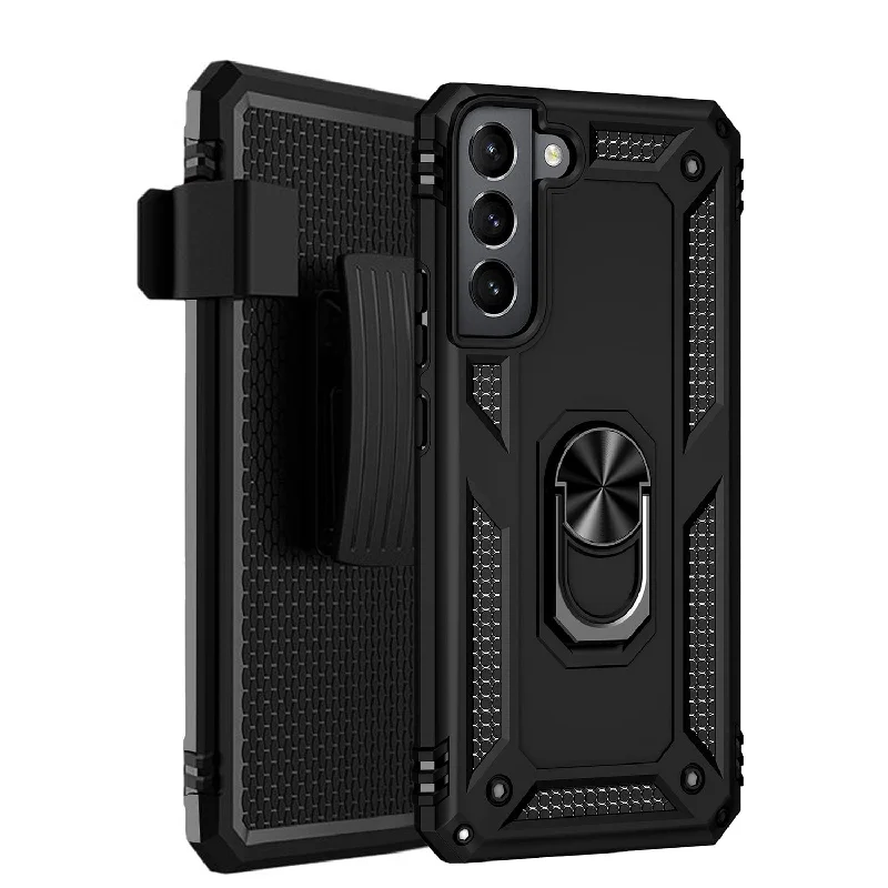 Black Military Kickstand Series Case with Belt Clip - Samsung Galaxy S22