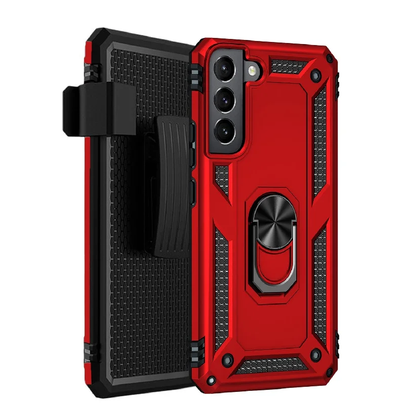 Red Military Kickstand Series Case with Belt Clip - Samsung Galaxy S22