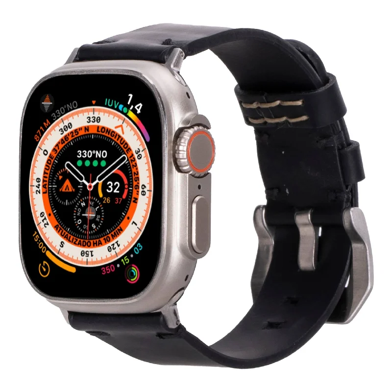 Modern Newport Band for Apple Watch Ultra 49mm, Distressed Black