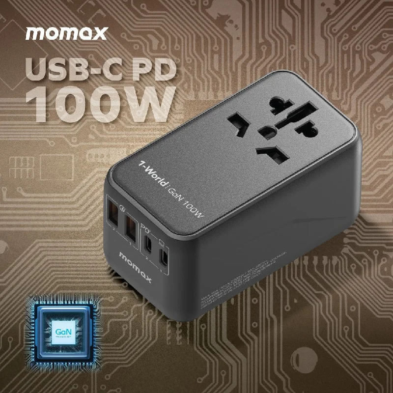 1-World 100W GaN 4 ports + AC Travel Adapter UA10