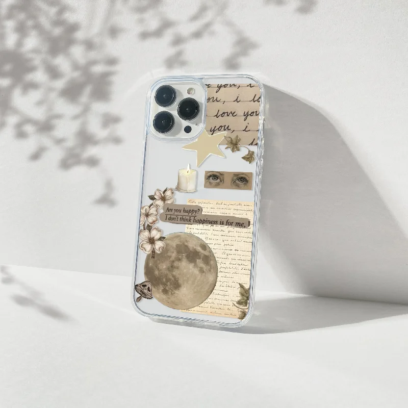 Moon Vintage Aesthetic Silicone Clear Case