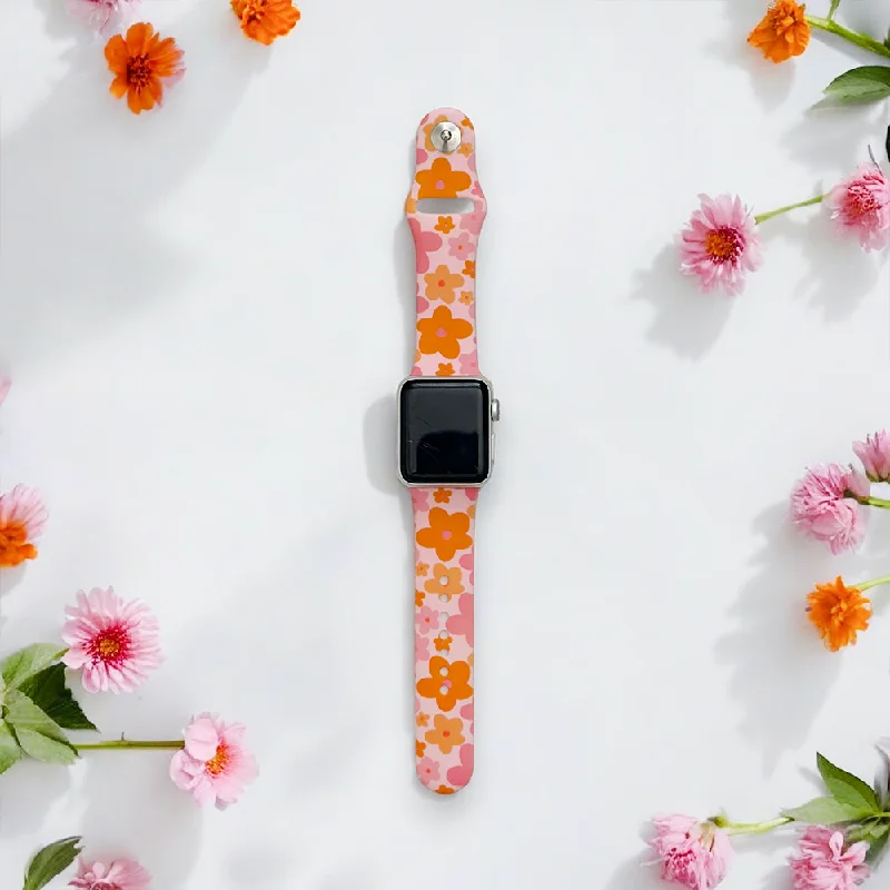 Pink & Orange Bloom Apple Watch Strap