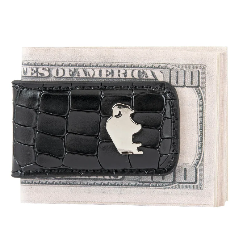 Premium Leather Money Clip, Moon Black