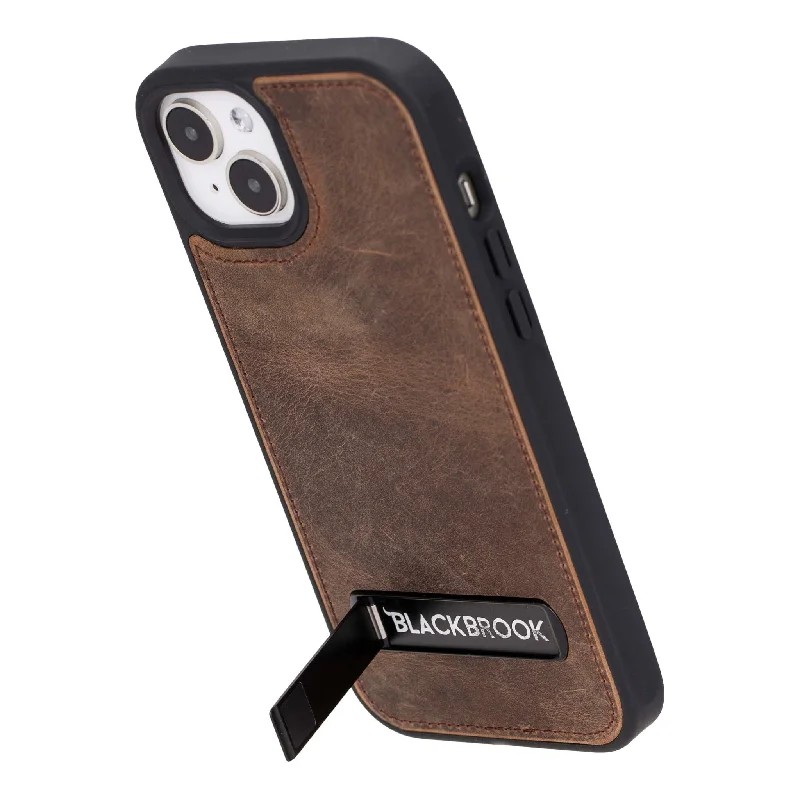 Reed iPhone 15 Plus Snap-On with Stand Case, Distressed Coffee