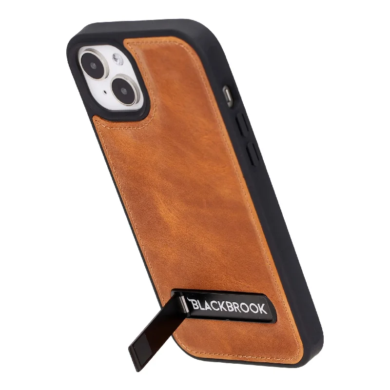 Reed iPhone 15 Plus Snap-On with Stand Case, Golden Brown