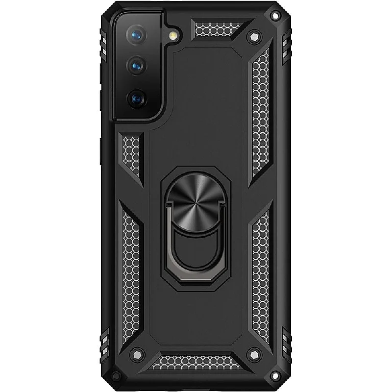 Black Military Kickstand Series Case - Samsung Galaxy S21 FE 5G