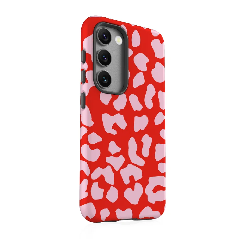 Samsung Phone Case - Red & Pink Leopard