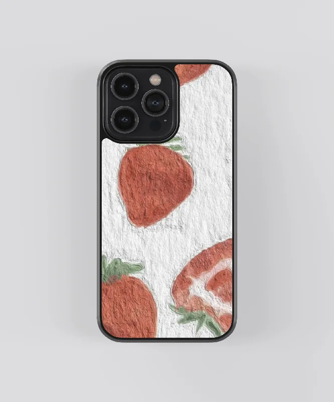 Strawberries Artwork Abstract Glass Phone Case Cover