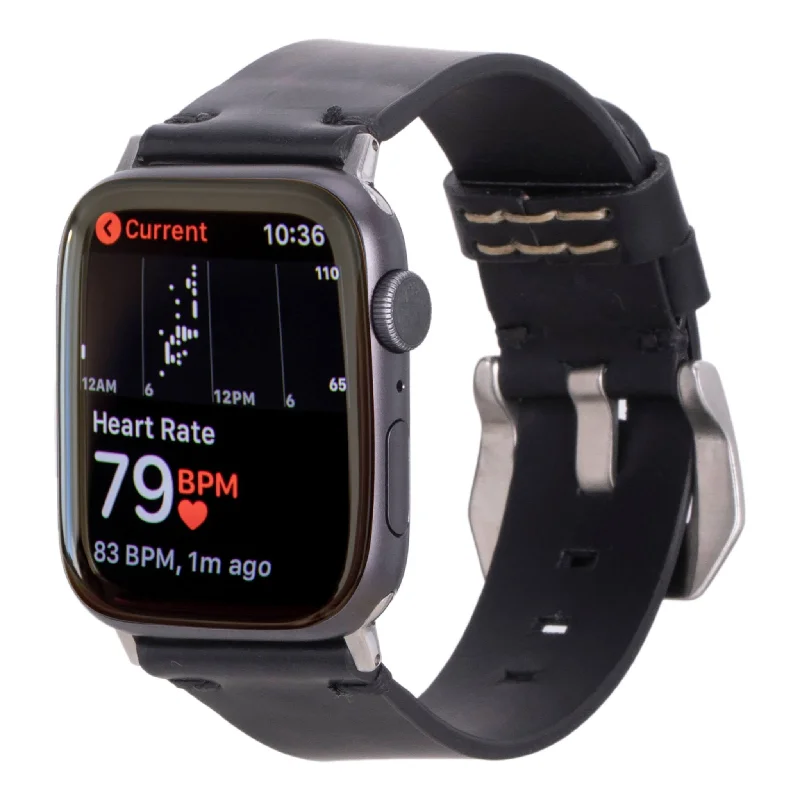 Sutton Modern Band for Apple Watch 44mm / 45mm, Black, Silver Hardware