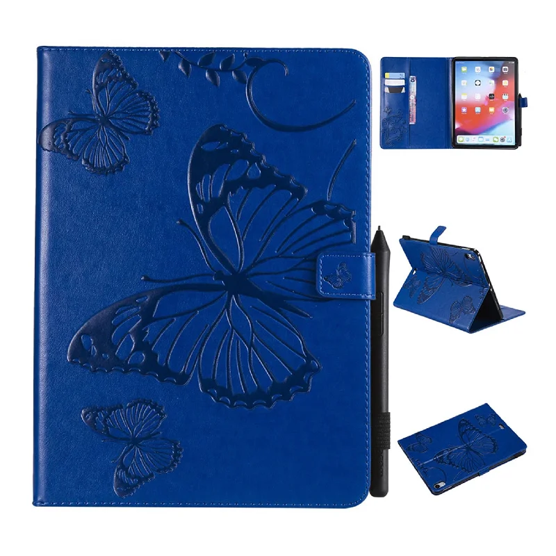 iPad Pro 11 inch (2018) imprint butterfly leather flip case - Blue